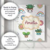 Personalised Name Cute Kawaii Rainbow Sun Custom  Unique Gift Idea Elegant Feature Canvas Wall Art Print Decor Picture Ready to Hang