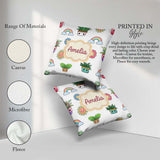 Custom Name Rainbow Sun Flowers Plant Pots Seamless Pattern Grey Square Filled Cushion Throw Pillow Sofa Bed Home Decor Zip Washable UK Made