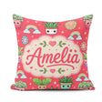 Custom Name Cute Kawaii Rainbow Sun Flowers Seamless Pattern Red Square Filled Cushion Throw Pillow Sofa Bed Home Decor Zip Washable UK Made