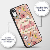 Cute Kawaii School Cat Books Apple Clock Supplies Custom Name Protective Phone Case Mobile Cover Durable Everyday Smartphone Shock Resistant