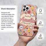 Cute Kawaii School Cat Books Apple Clock Supplies Custom Name Protective Phone Case Mobile Cover Durable Everyday Smartphone Shock Resistant