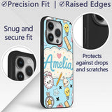 Cute Kawaii School Cat Books Apple Clock Supplies Custom Name Protective Phone Case Mobile Cover Durable Everyday Smartphone Shock Resistant