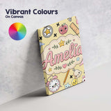 Personalised Name Cute Kawaii School Cat Custom  Unique Gift Idea Elegant Feature Canvas Wall Art Print Decor Picture Ready to Hang