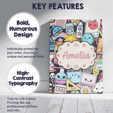 Personalised Name Cute Kawaii School Custom Premium Decorative Design Modern Room Accent Canvas Wall Art Print Decor Picture Ready to Hang