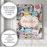 Personalised Name Cute Kawaii School Custom Premium Decorative Design Modern Room Accent Canvas Wall Art Print Decor Picture Ready to Hang