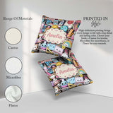 Custom Name Cute Kawaii School Supplies Science Art Pattern Dark Square Filled Cushion Throw Pillow Sofa Bed Home Decor Zip Washable UK Made