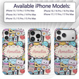 Cute Kawaii School Supplies Science Art Cute Custom Name Protective Phone Case Mobile Cover Durable Everyday Smartphone Shock Resistant
