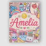 Personalised Name Cute Kawaii School Custom Premium Decorative Design Modern Room Accent Canvas Wall Art Print Decor Picture Ready to Hang