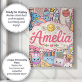 Personalised Name Cute Kawaii School Custom Premium Decorative Design Modern Room Accent Canvas Wall Art Print Decor Picture Ready to Hang