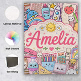 Personalised Name Cute Kawaii School Custom Premium Decorative Design Modern Room Accent Canvas Wall Art Print Decor Picture Ready to Hang