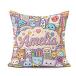 Custom Name Kawaii School Supplies Science Art Pattern Purple Square Filled Cushion Throw Pillow Sofa Bed Home Decor Zip Washable UK Made