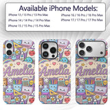 Cute Kawaii School Supplies Science Art Cute Custom Name Protective Phone Case Mobile Cover Durable Everyday Smartphone Shock Resistant