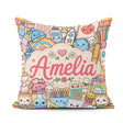 Custom Name Kawaii School Supplies Science Art Pattern Yellow Square Filled Cushion Throw Pillow Sofa Bed Home Decor Zip Washable UK Made