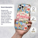 Cute Kawaii School Supplies Science Art Cute Custom Name Protective Phone Case Mobile Cover Durable Everyday Smartphone Shock Resistant