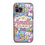 Cute Kawaii School Supplies Science Art Cute Custom Name Protective Phone Case Mobile Cover Durable Everyday Smartphone Shock Resistant