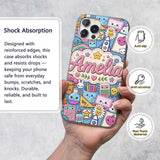 Cute Kawaii School Supplies Science Art Cute Custom Name Protective Phone Case Mobile Cover Durable Everyday Smartphone Shock Resistant