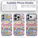 Cute Kawaii School Supplies Science Art Cute Custom Name Protective Phone Case Mobile Cover Durable Everyday Smartphone Shock Resistant
