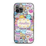 Cute Kawaii School Supplies Science Art Cute Custom Name Protective Phone Case Mobile Cover Durable Everyday Smartphone Shock Resistant