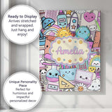 Personalised Name Cute Kawaii School Custom Premium Decorative Design Modern Room Accent Canvas Wall Art Print Decor Picture Ready to Hang
