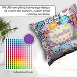 Custom Name Kawaii School Supplies Science Art Pattern Purple Square Filled Cushion Throw Pillow Sofa Bed Home Decor Zip Washable UK Made