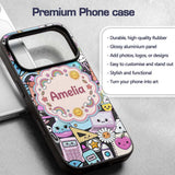 Cute Kawaii School Supplies Rainbow Sun Globe Custom Name Protective Phone Case Mobile Cover Durable Everyday Smartphone Shock Resistant