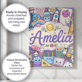 Personalised Name Cute Kawaii School Custom Premium Decorative Design Modern Room Accent Canvas Wall Art Print Decor Picture Ready to Hang