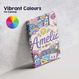 Personalised Name Cute Kawaii School Custom Premium Decorative Design Modern Room Accent Canvas Wall Art Print Decor Picture Ready to Hang