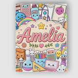 Personalised Name Cute Kawaii School Custom Premium Decorative Design Modern Room Accent Canvas Wall Art Print Decor Picture Ready to Hang