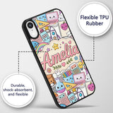 Cute Kawaii School Supplies Rainbow Sun Globe Custom Name Protective Phone Case Mobile Cover Durable Everyday Smartphone Shock Resistant