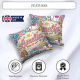 Custom Name Cute Kawaii School Supplies Sun Globe Notebook White Square Filled Cushion Throw Pillow Sofa Bed Home Decor Zip Washable UK Made