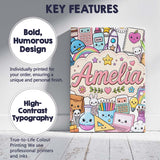 Personalised Name Cute Kawaii School Custom Premium Decorative Design Modern Room Accent Canvas Wall Art Print Decor Picture Ready to Hang