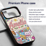 Cute Kawaii School Supplies Rainbow Sun Globe Custom Name Protective Phone Case Mobile Cover Durable Everyday Smartphone Shock Resistant