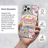 Cute Kawaii School Supplies Rainbow Sun Globe Custom Name Protective Phone Case Mobile Cover Durable Everyday Smartphone Shock Resistant