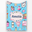 Cute Kawaii Graduate Boy Science Art Supplies Seamless Pattern Blue  Personalised Custom Name Super Soft Fleece Blanket Bed Sofa Throw