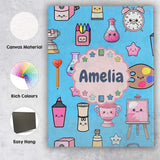 Personalised Name Cute Kawaii Graduate Boy Custom  Unique Gift Idea Elegant Feature Canvas Wall Art Print Decor Picture Ready to Hang