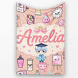 Cute Kawaii Graduate Boy Science Art Supplies Seamless Pattern Peach  Personalised Custom Name Super Soft Fleece Blanket Bed Sofa Throw