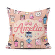 Custom Name Cute Kawaii Graduate Boy Art Supplies Seamless Peach Square Filled Cushion Throw Pillow Sofa Bed Home Decor Zip Washable UK Made