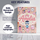 Personalised Name Cute Kawaii Graduate Boy Custom  Unique Gift Idea Elegant Feature Canvas Wall Art Print Decor Picture Ready to Hang