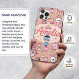 Cute Kawaii Graduate Boy Science Art Supplies Custom Name Protective Phone Case Mobile Cover Durable Everyday Smartphone Shock Resistant