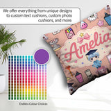 Custom Name Cute Kawaii Graduate Boy Art Supplies Seamless Peach Square Filled Cushion Throw Pillow Sofa Bed Home Decor Zip Washable UK Made