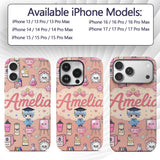 Cute Kawaii Graduate Boy Science Art Supplies Custom Name Protective Phone Case Mobile Cover Durable Everyday Smartphone Shock Resistant