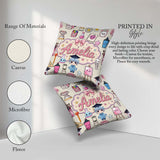 Custom Name Cute Kawaii Graduate Boy Art Supplies Seamless Cream Square Filled Cushion Throw Pillow Sofa Bed Home Decor Zip Washable UK Made