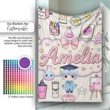 Cute Kawaii Graduate Boy Science Art Supplies Seamless Pattern Cream  Personalised Custom Name Super Soft Fleece Blanket Bed Sofa Throw