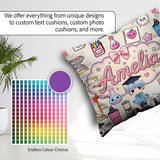 Custom Name Cute Kawaii Graduate Boy Art Supplies Seamless Cream Square Filled Cushion Throw Pillow Sofa Bed Home Decor Zip Washable UK Made
