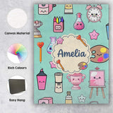 Personalised Name Cute Kawaii Graduate Boy Custom  Unique Gift Idea Elegant Feature Canvas Wall Art Print Decor Picture Ready to Hang