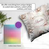 Custom Name Cute Owl Floral Pastel Nursery Seamless Pattern for Square Filled Cushion Throw Pillow Sofa Bed Home Decor Zip Washable UK Made