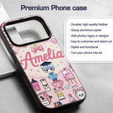 Cute Kawaii Graduate Boy Science Art Supplies Custom Name Protective Phone Case Mobile Cover Durable Everyday Smartphone Shock Resistant