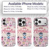 Cute Kawaii Graduate Boy Science Art Supplies Custom Name Protective Phone Case Mobile Cover Durable Everyday Smartphone Shock Resistant
