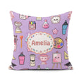 Custom Name Kawaii Graduation School Science Art Supplies Purple Square Filled Cushion Throw Pillow Sofa Bed Home Decor Zip Washable UK Made