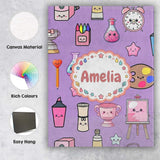 Personalised Name Cute Kawaii Graduation Custom  Unique Gift Idea Elegant Feature Canvas Wall Art Print Decor Picture Ready to Hang